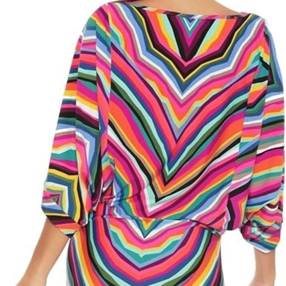 Trina Turk Louvre Striped Batwing Swing Tunic Coverup size Small (has stretch) - Picture 11 of 11